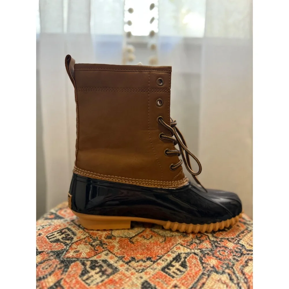 totes Waterproof Shell Brown Black Duck Boots Womens‎ Lace Up Comfort boho Y2K